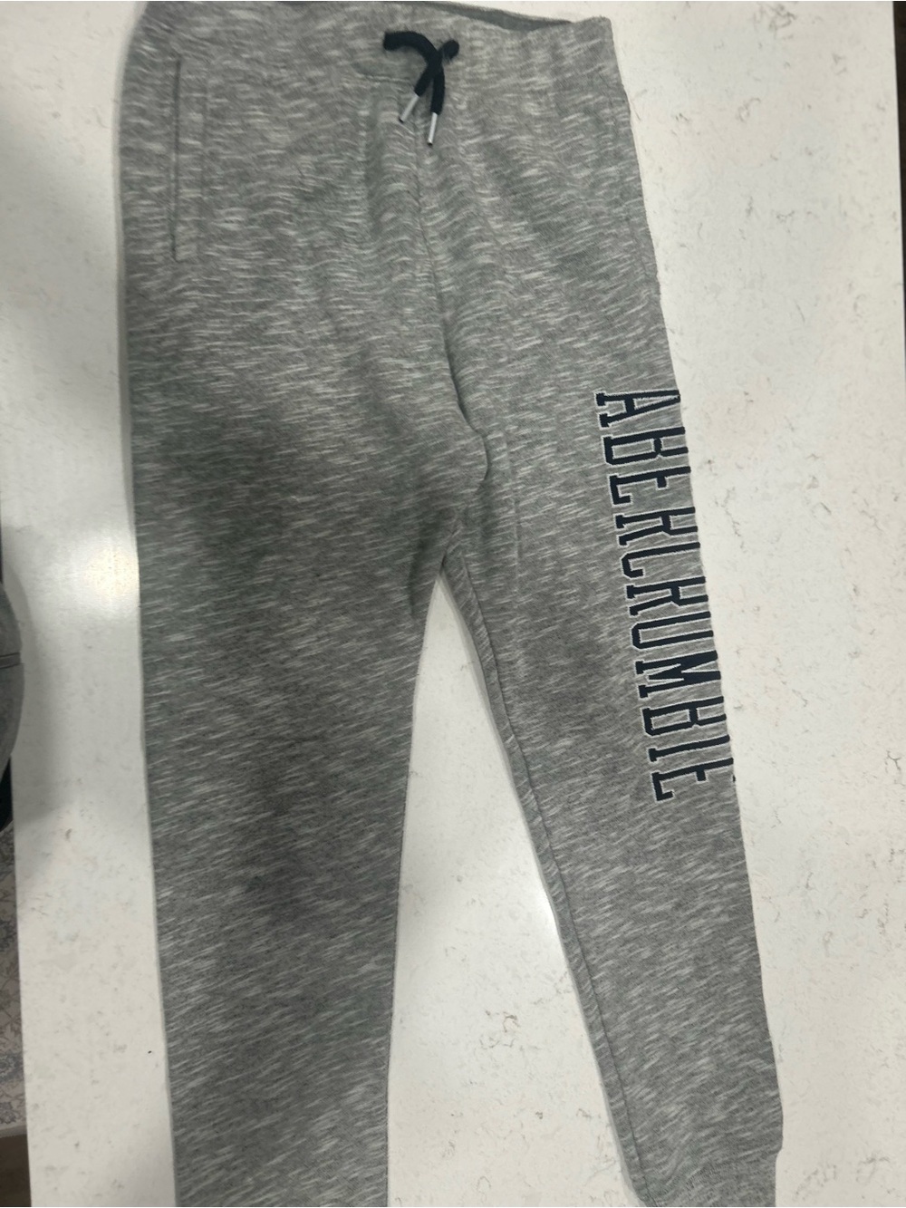 Abercrombie & Fitch Kids Light Heather Gray Joggers with Navy Logo